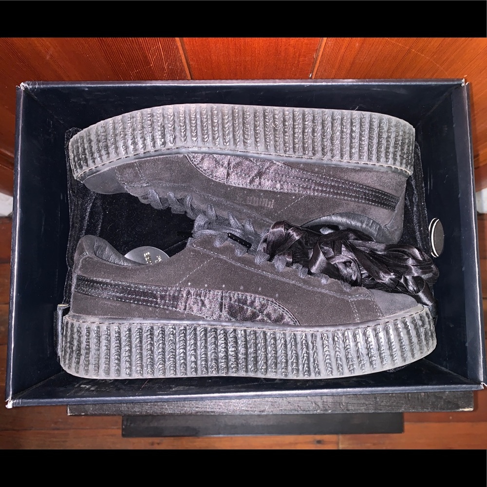 FENTY FOR PUMA Black Satin Creeper Sneakers 8.5